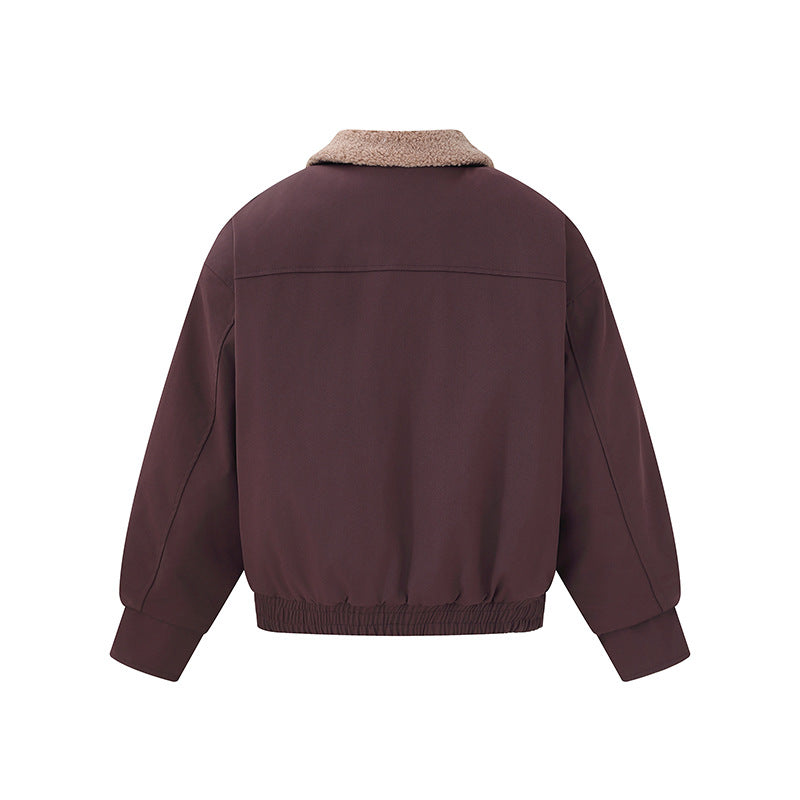 Women's short-cut boxy blouson with teddy collar and shoulder tabs Mune Fashion