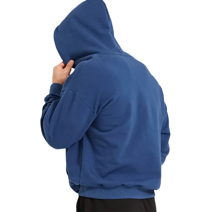 Men's heavy hooded sweatshirt in boxy cut with kangaroo pocket, ribbed hem, and soft brushed interior Mune Fashion