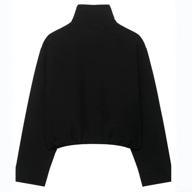 Women’s short-cut boxy blouson with high stand-up collar and dropped shoulders Mune Fashion