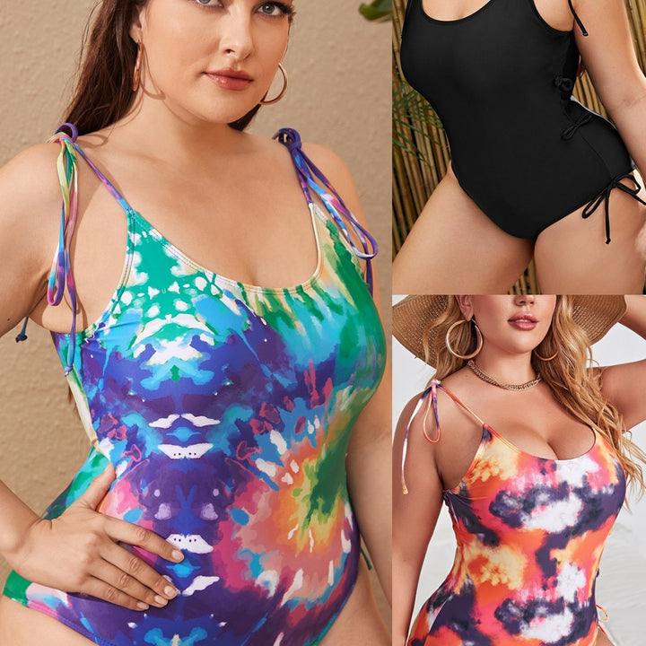Women one-piece swimsuit with tropical leaf design and adjustable straps Mune Fashion