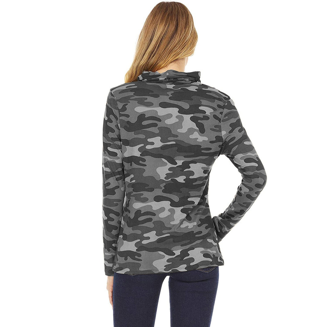 Women's camouflage jersey long sleeve with integrated tube collar Mune Fashion