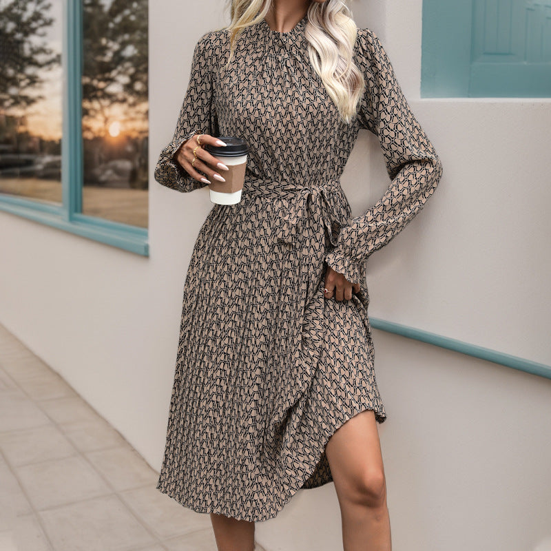 Women Elegant Wrap Dress with Floral Patterns Mune Fashion