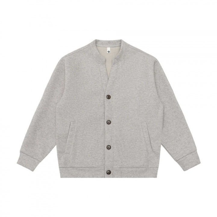 Unisex Casual Button Jacket made of Sweat Fabric with Stand-up Collar, Ribbed Cuffs and Side Pockets Mune Fashion