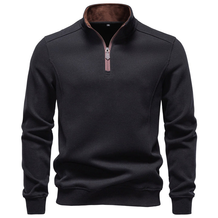 Men's Troyer pullover with short zipper and stand-up collar Mune Fashion