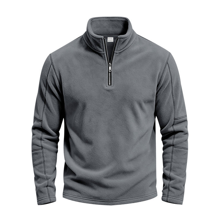 Men's fleece half-zip pullover with stand-up collar and flatlock seams Mune Fashion