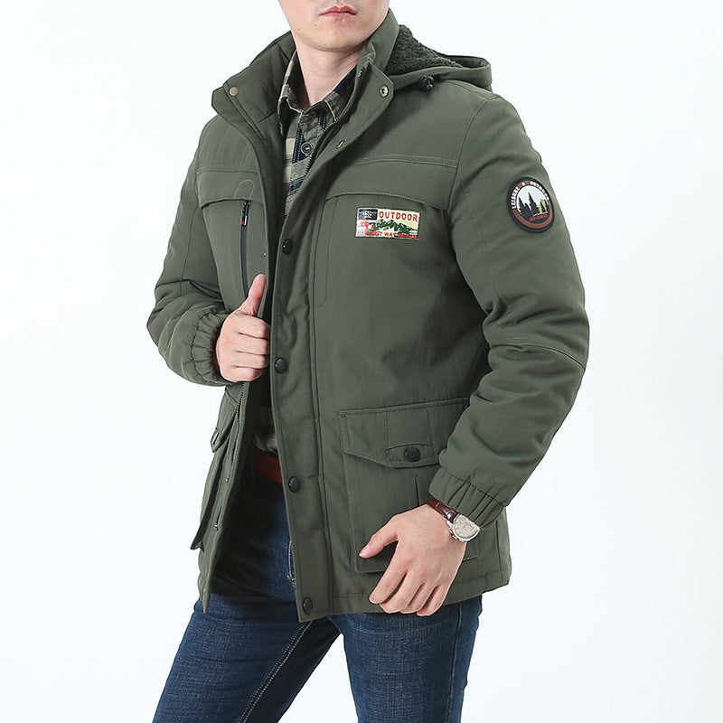 Men's Windproof Hooded Parka with Teddy Lining, Multiple Pockets and Patch Details Mune Fashion