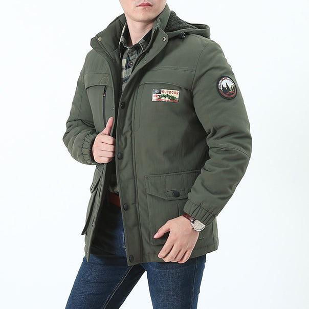 Men's Windproof Hooded Parka with Teddy Lining, Multiple Pockets and Patch Details Mune Fashion
