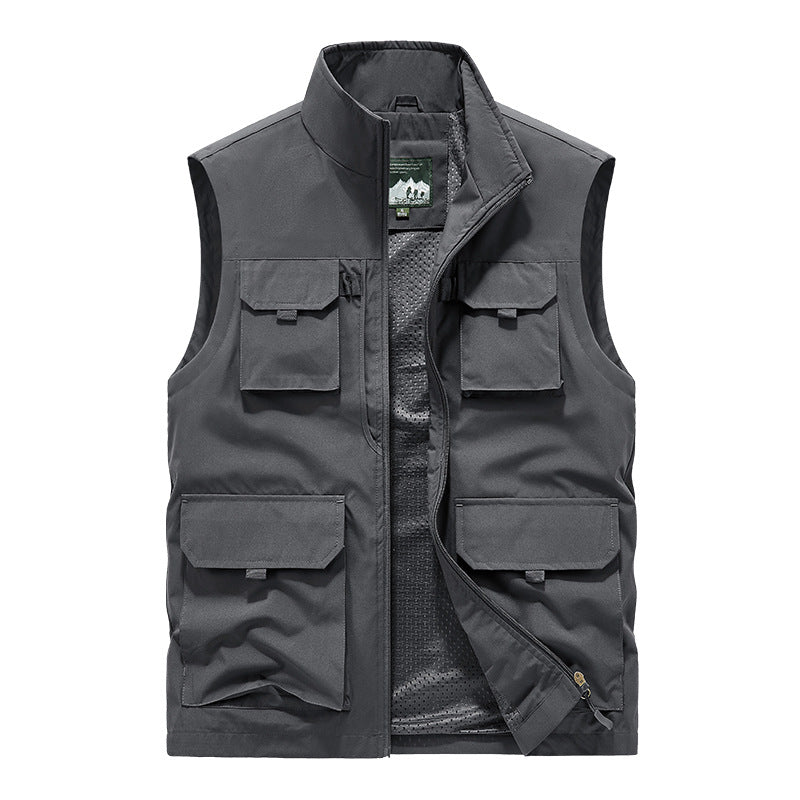 Men's Multifunctional Outdoor Vest with Multiple Pockets and Breathable Mesh Lining Mune Fashion