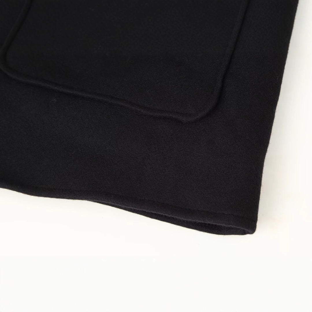 Women's Boxy Short Jacket made of Wool Blend with Stand-up Collar and Flap Pockets Mune Fashion