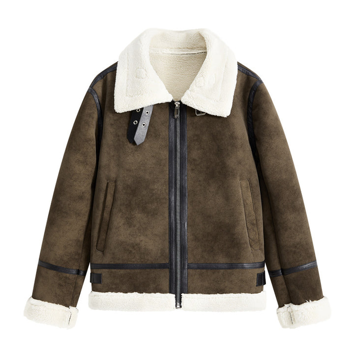 Men's Padded Aviator-Style Flight Jacket with Stand-Up Collar and Double Strap Mune Fashion