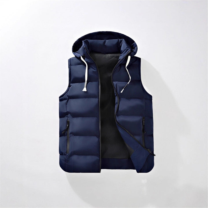 Men's quilted vest with hood, wind-resistant microfiber shell and lightweight thermal insulation Mune Fashion