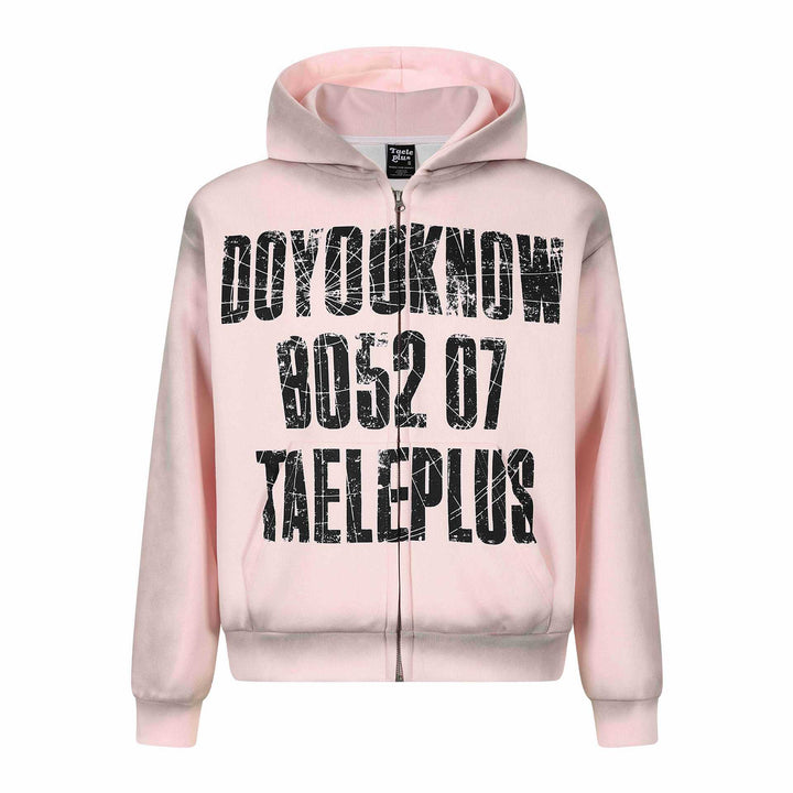 Unisex hooded jacket with full zip, large typo print and kangaroo pocket Mune Fashion