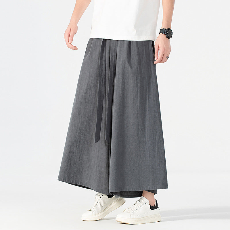 Women's Culotte-Style Skirt Pants with Wide Leg and Ties Belt Mune Fashion