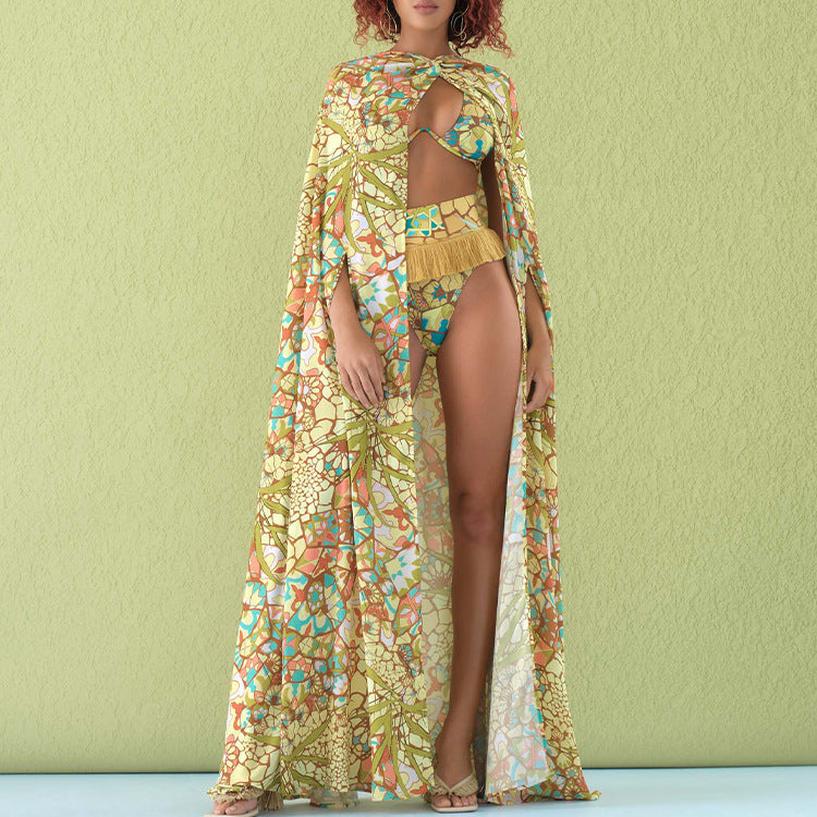 Women's bikini set with fringed hem and creative pattern Mune Fashion