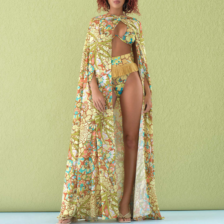 Women's bikini set with fringed hem and creative pattern Mune Fashion