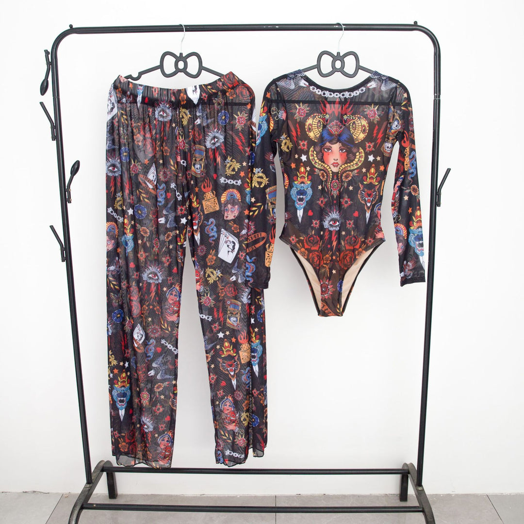 Ladies fashionable bathing outfit with long-sleeved top and casual pants Mune Fashion