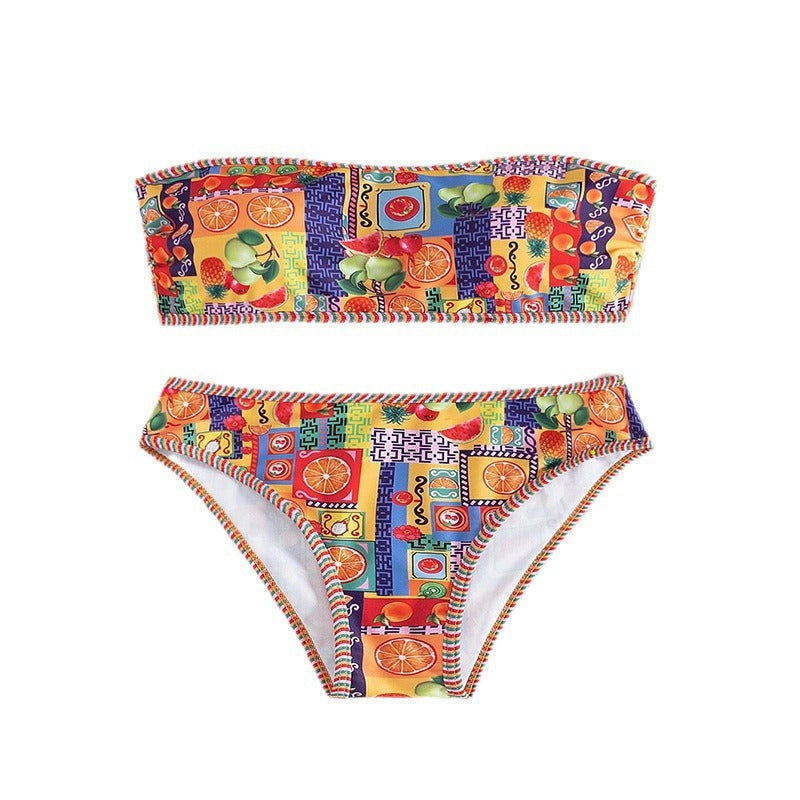 Ladies bandeau bikini with cheerful fruit pattern Mune Fashion