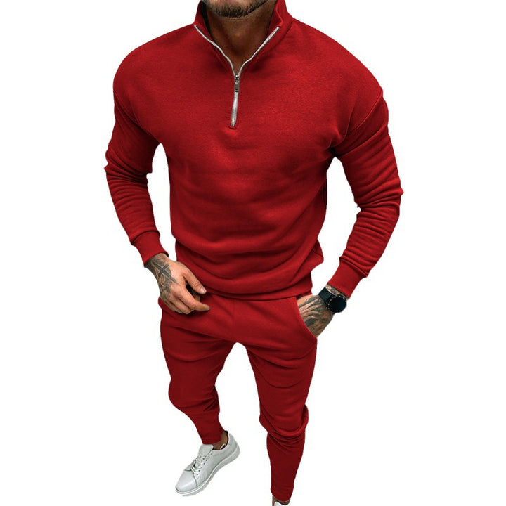Men's nan athletic lounge set made of French Terry with half-zip stand-up collar and tapered jogging pants Mune Fashion