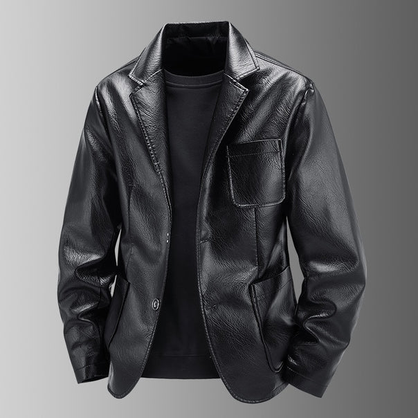 Men's Elegant Faux Leather Jacket in Classic Cut Mune Fashion