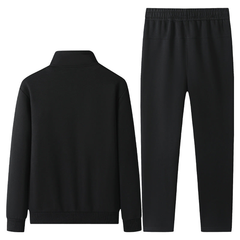 Men's jogging suit set made of cotton blend with stand-up collar zip jacket and drawstring pants Mune Fashion