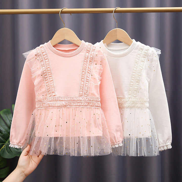 Girls sweatshirt with ruffles and tulle hem Mune Fashion