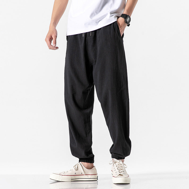 Men's relaxed-fit jogger pants with drawstring, ribbed ankle cuffs, and breathable linen blend Mune Fashion