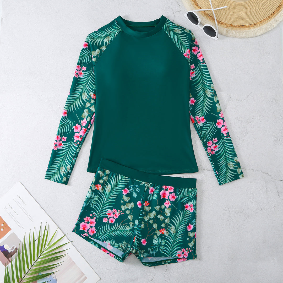 Women's UV Protection Rashguard Set with Floral Design Mune Fashion