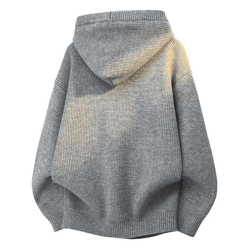 Women Relaxed Hoodie made of ribbed knit with half-button placket Mune Fashion