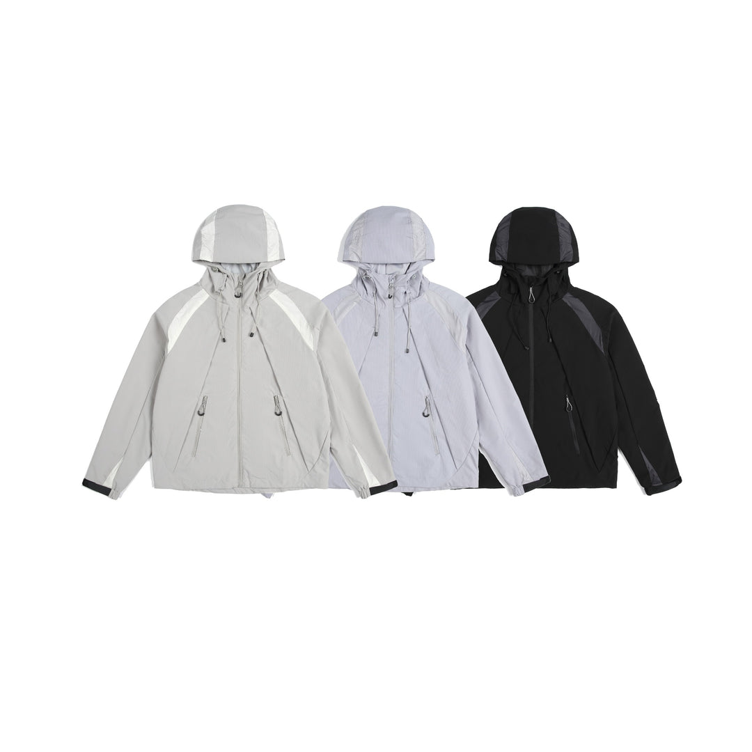 Unisex Lightweight Rain and Softshell Jacket with Hood, Adjustable Hem and Zipper Pockets Mune Fashion
