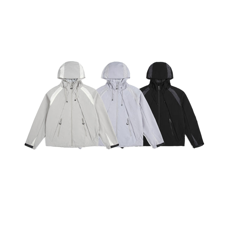 Unisex Lightweight Rain and Softshell Jacket with Hood, Adjustable Hem and Zipper Pockets Mune Fashion