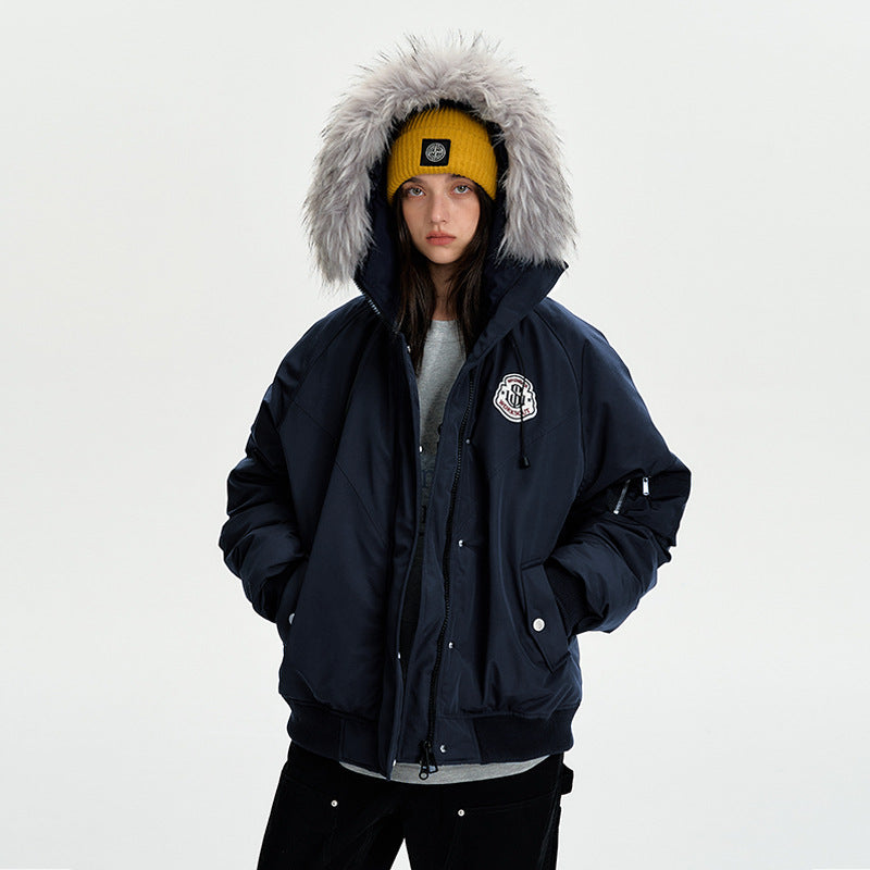 Women’s oversized thermo parka with voluminous hood, detachable faux fur trim and ribbed cuffs Mune Fashion
