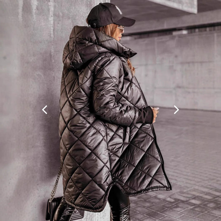 Women's Casual Quilted Jacket with Hood and Practical Pockets Mune