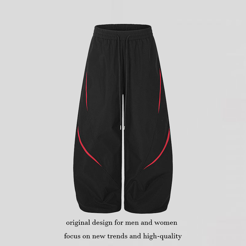 Women's Extra Wide Palazzo Training Pants in Tech Look with Drawstring Waistband and Curved Side Inserts Mune Fashion