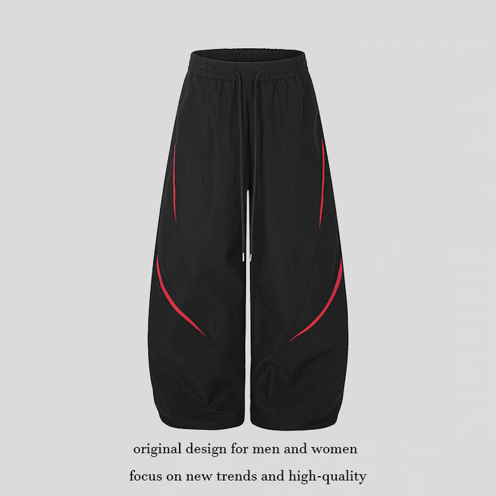 Women's Extra Wide Palazzo Training Pants in Tech Look with Drawstring Waistband and Curved Side Inserts Mune Fashion
