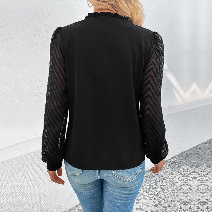 Ladies Elegant V-Neck Blouse Mune Fashion
