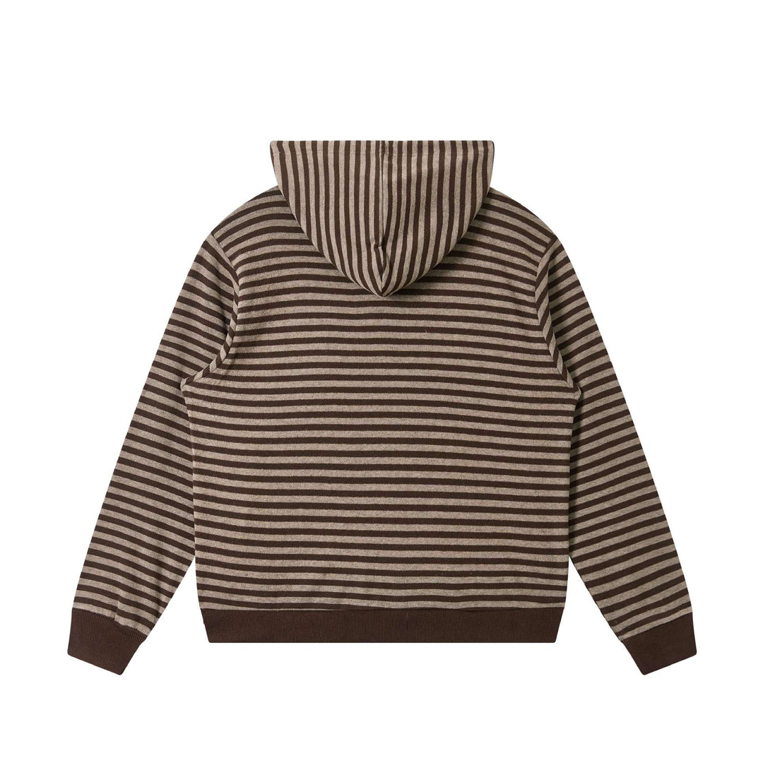Unisex Striped Knit Hoodie with Full Zip and Kangaroo Pockets Mune Fashion