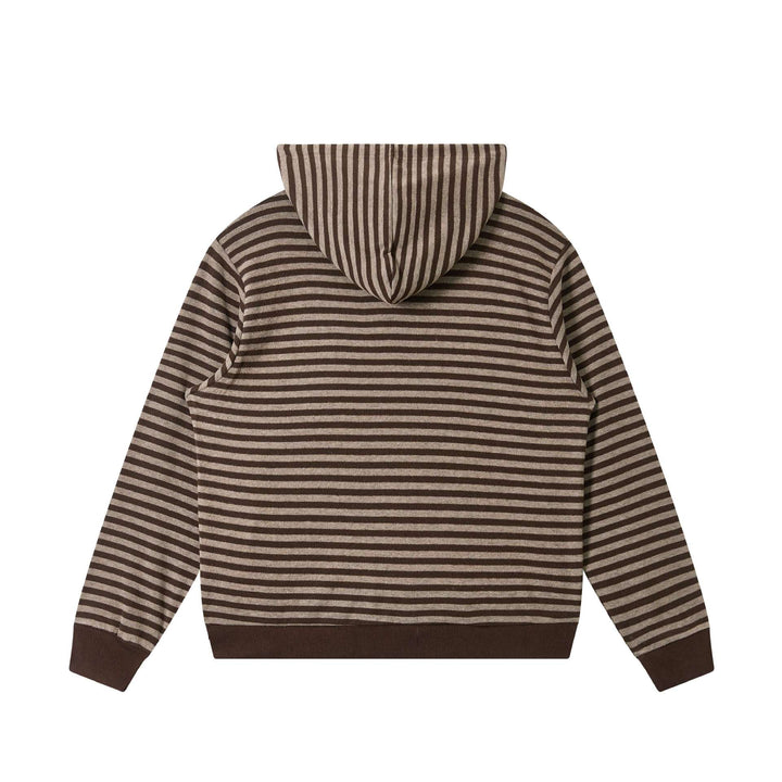 Unisex Striped Knit Hoodie with Full Zip and Kangaroo Pockets Mune Fashion