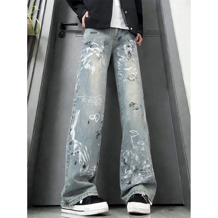 Men's Fashion Wide-Cut Jeans with Creative Design Mune Fashion