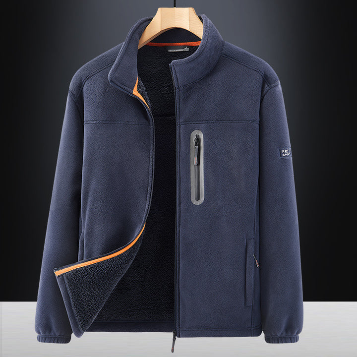 Men's microfleece outdoor jacket with waterproof breast pocket, stand-up collar, and teddy fleece lining Mune Fashion