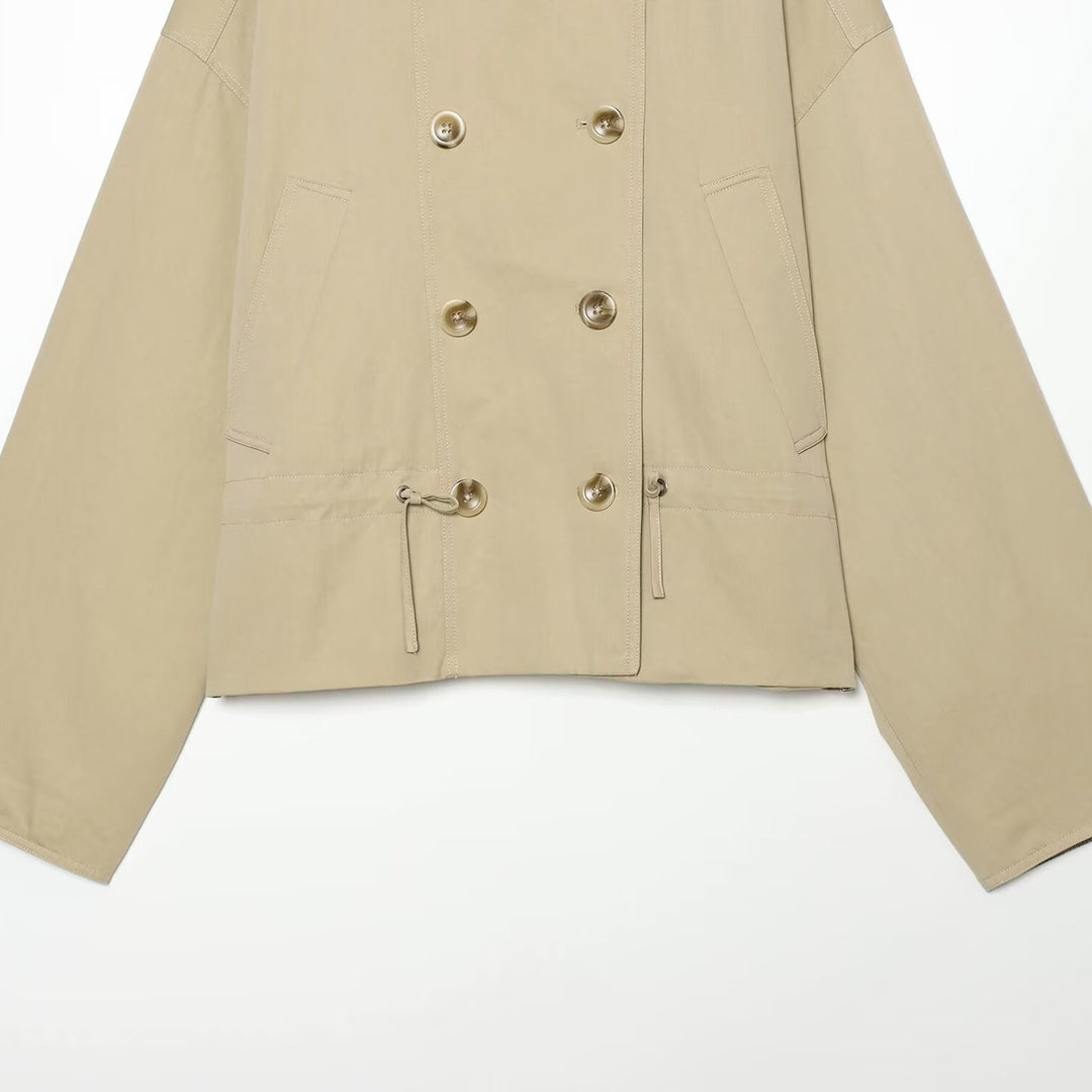Women's short parka with funnel collar, double-breasted closure, and adjustable drawstring Mune Fashion