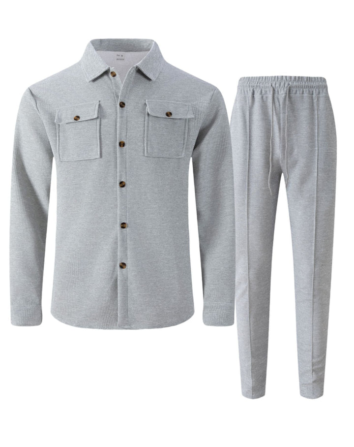 Men's Leisure Suit with Modern Check Pattern Mune
