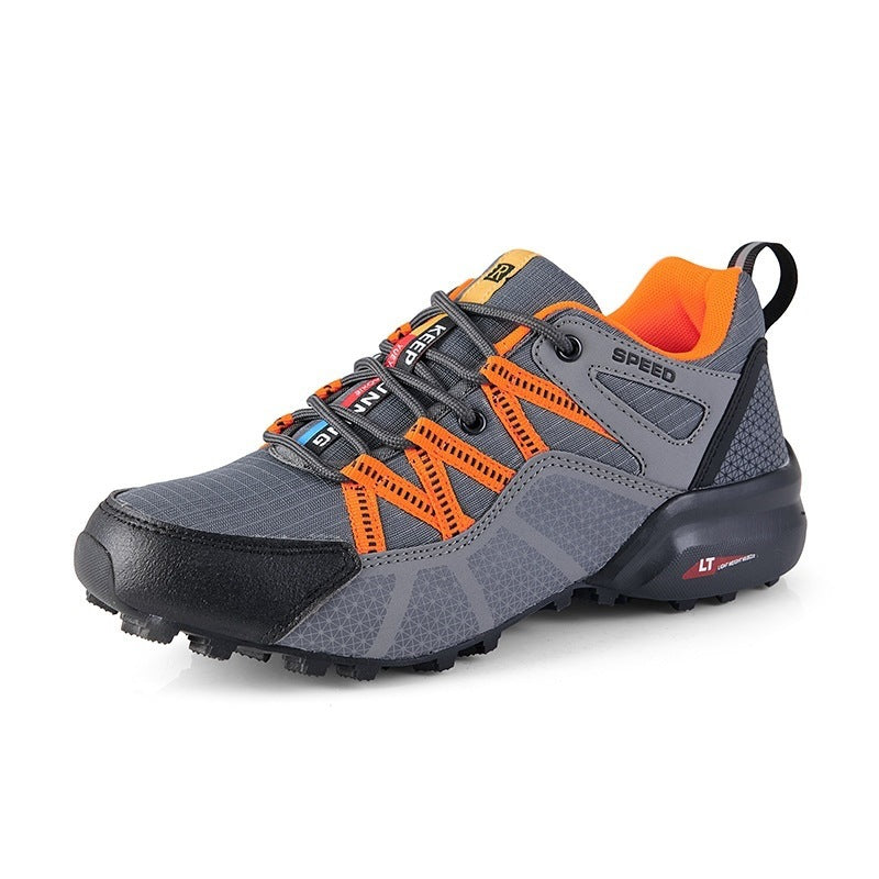 Men's robust trail running and outdoor sneaker with grippy multi-terrain profile sole, reinforced toe cap, and bungee lacing Mune Fashion