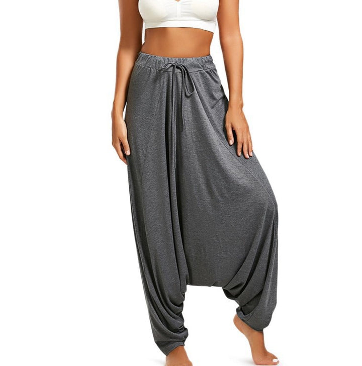Women wide harem pants made of viscose jersey with elastic waistband and drawstring Mune Fashion
