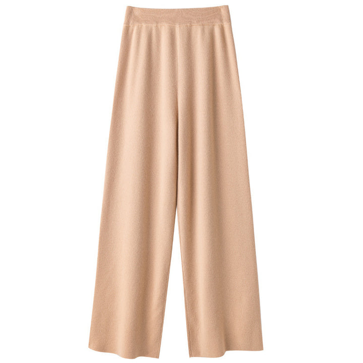 Women's Wide Knit Pants with High Waist and Cashmere-like Softness Mune Fashion