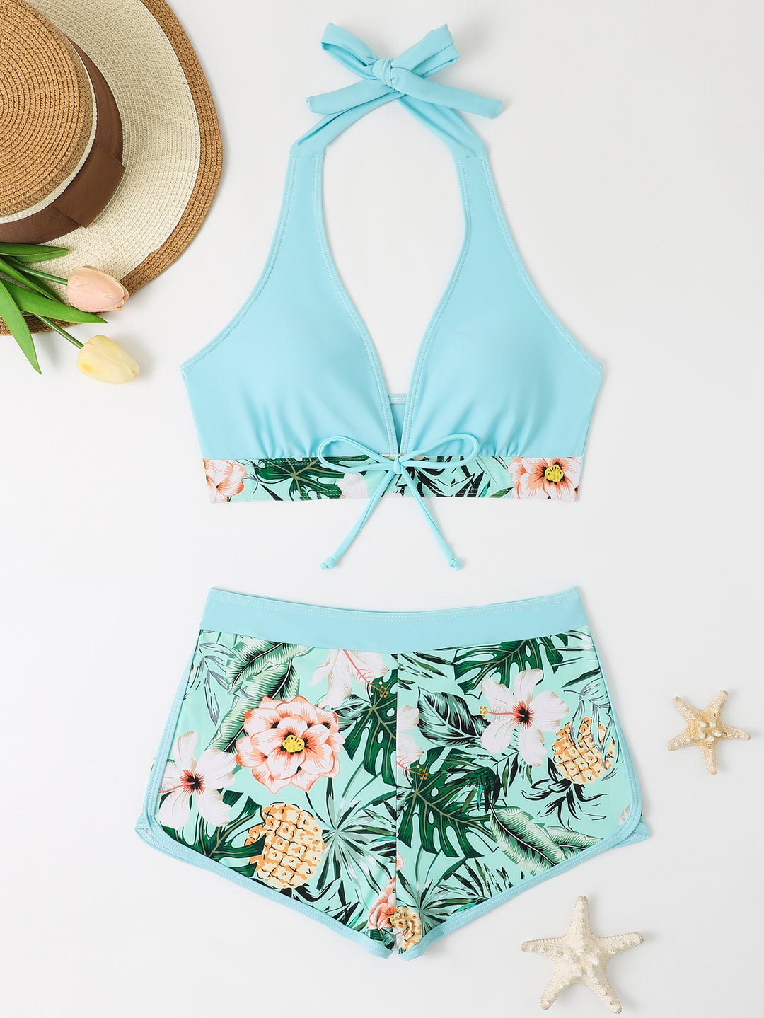 Women's bikini set with floral pattern and removable push-up bra Mune Fashion