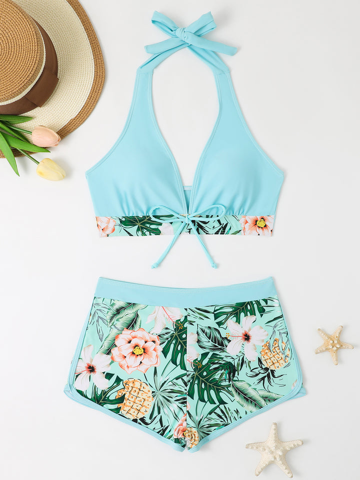 Women's bikini set with floral pattern and removable push-up bra Mune Fashion