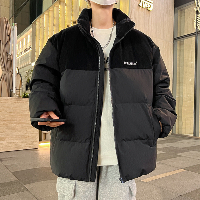 Men's padded quilted jacket with cord details, high stand collar & oversized cut Mune Fashion