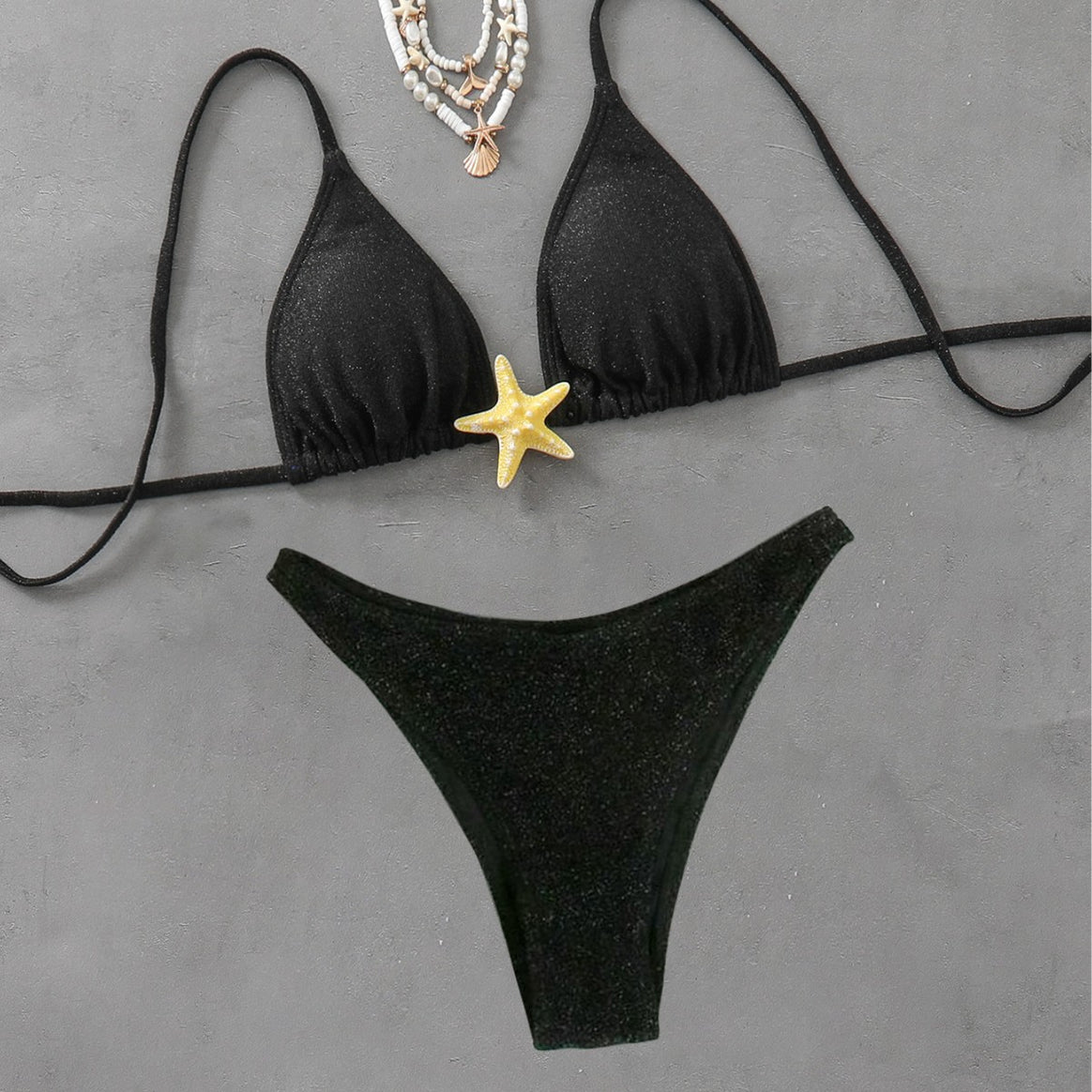 Women Triangle Bikini with fashionable glitter effect Mune Fashion