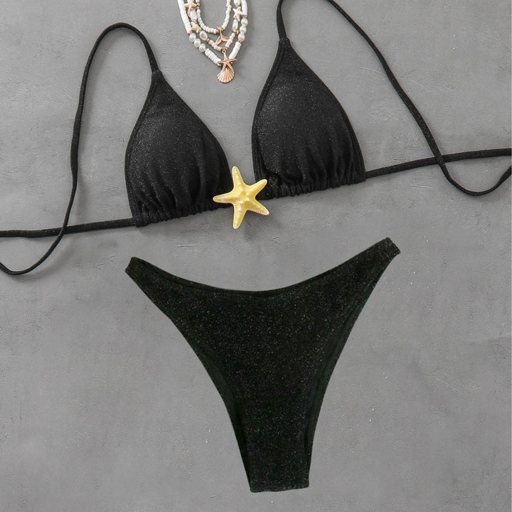 Women Triangle Bikini with fashionable glitter effect Mune Fashion