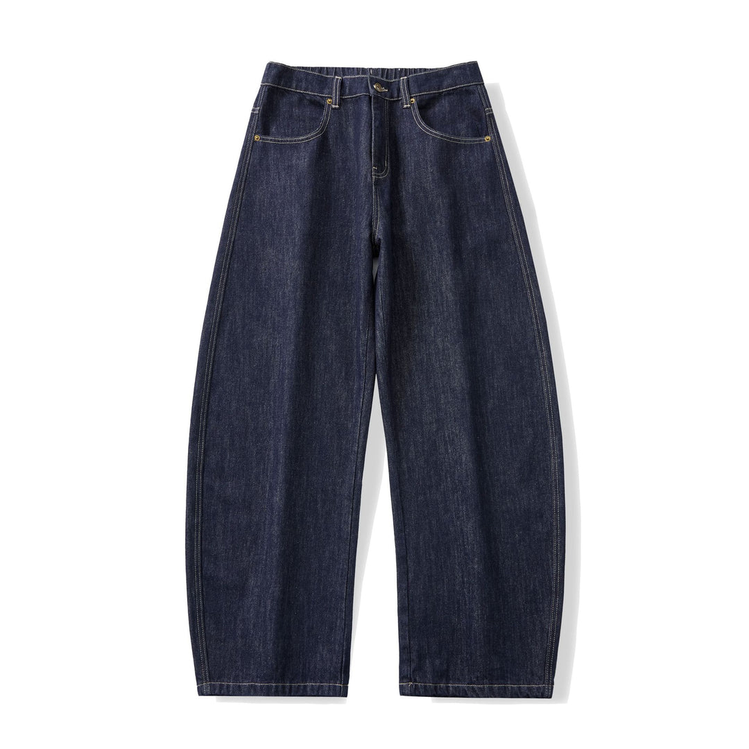 Women's wide high-waisted cropped jeans made from raw denim with classic pocket design Mune Fashion